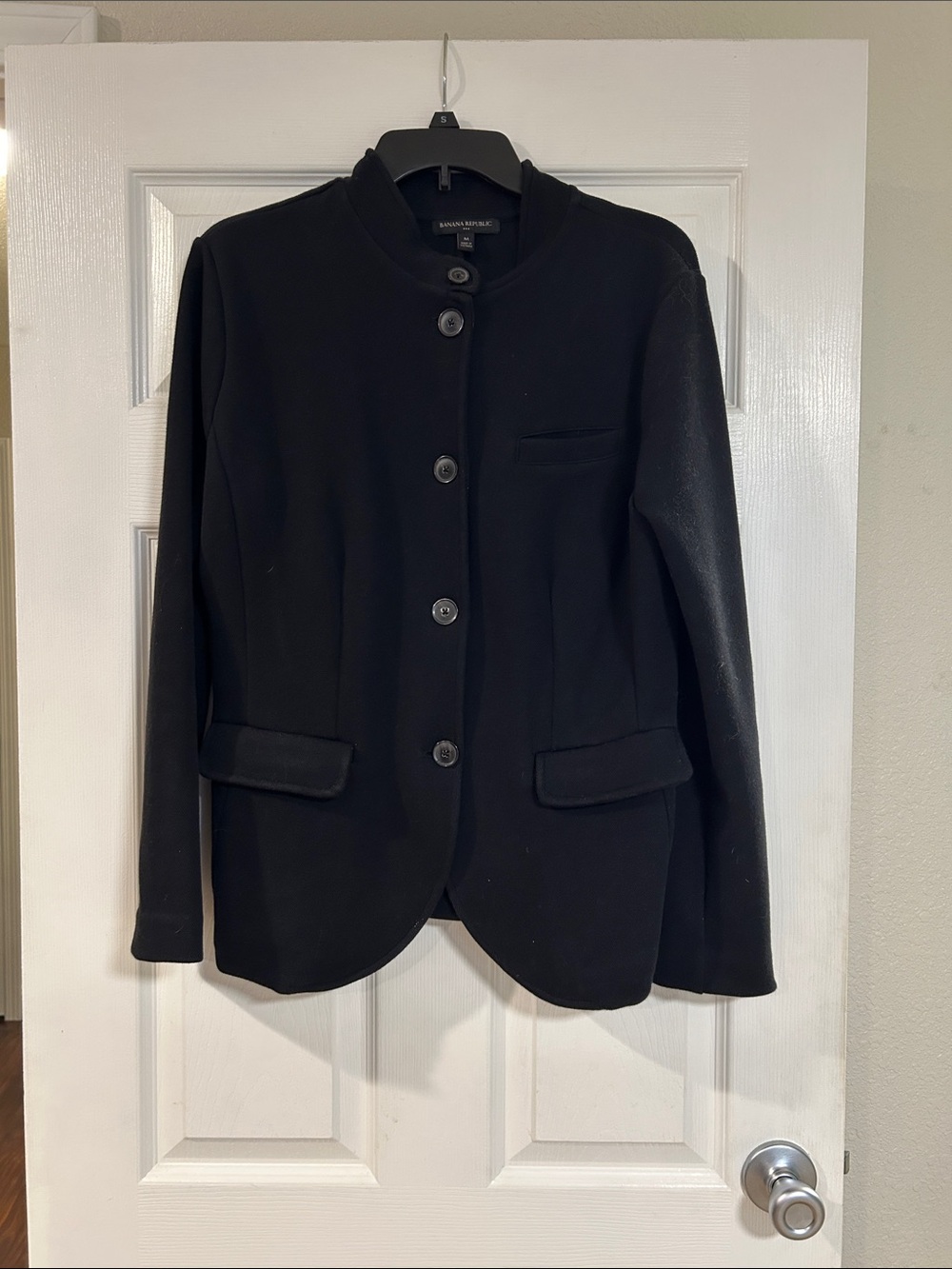 Banana Republic Black Stand-Collar Button Blazer